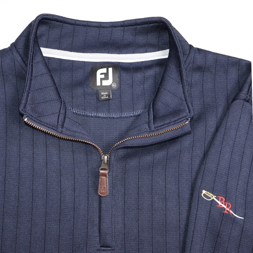 FootJoy Bull Run Golf Club Mens XL Navy Blue Quarter Zip Ribbed Pullover